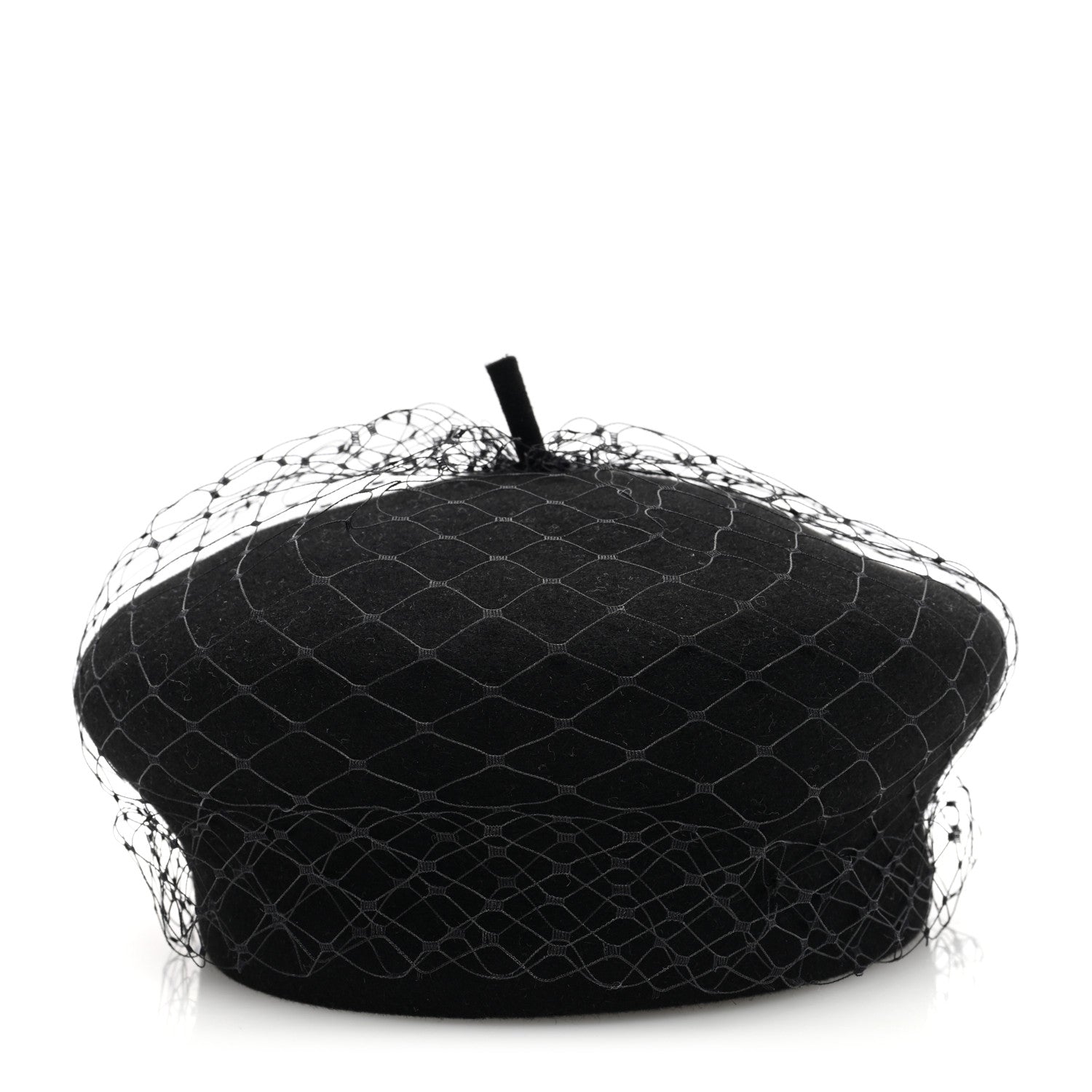 Christian Dior Cotton Canvas Arty Beret with Veil 57 Black 1 of 8