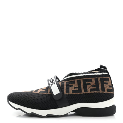 Fendi Stretch Yarn FF Stiff Band Rockoko Sneakers 40 Black White Tobacco 1 of 8