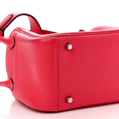 Hermes Taurillon Clemence Mini Lindy 20 Rose Extreme 9 of 11
