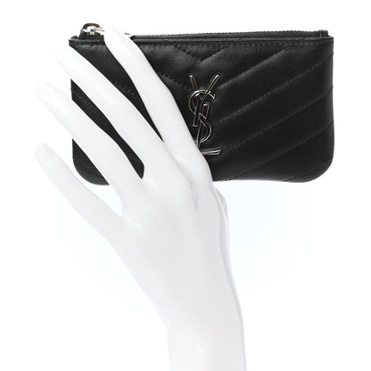 Saint Laurent Calfskin Matelasse Monogram Key Pouch Black 2 of 9