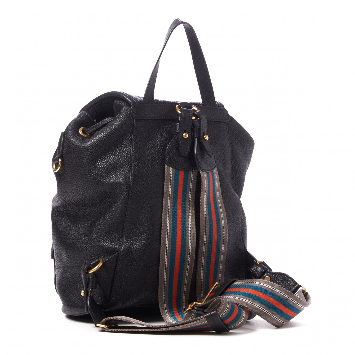Prada Vitello Daino Cinch Backpack Black 2 of 9