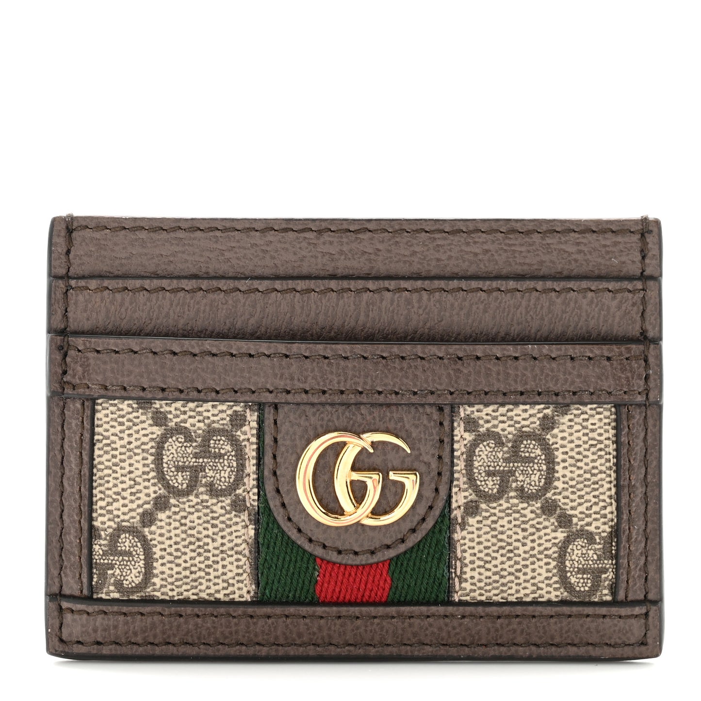 GG Supreme Monogram Textured Dollar Calfskin Ophidia Card Holder Beige Ebony New Acero