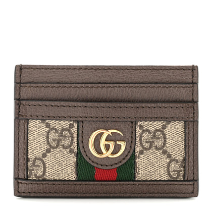 Gucci GG Supreme Monogram Textured Dollar Calfskin Ophidia Card Holder Beige Ebony New Acero 1 of 6
