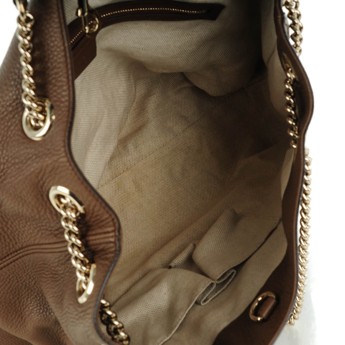 Pebbled Calfskin Medium Soho Chain Shoulder Bag Maple Brown