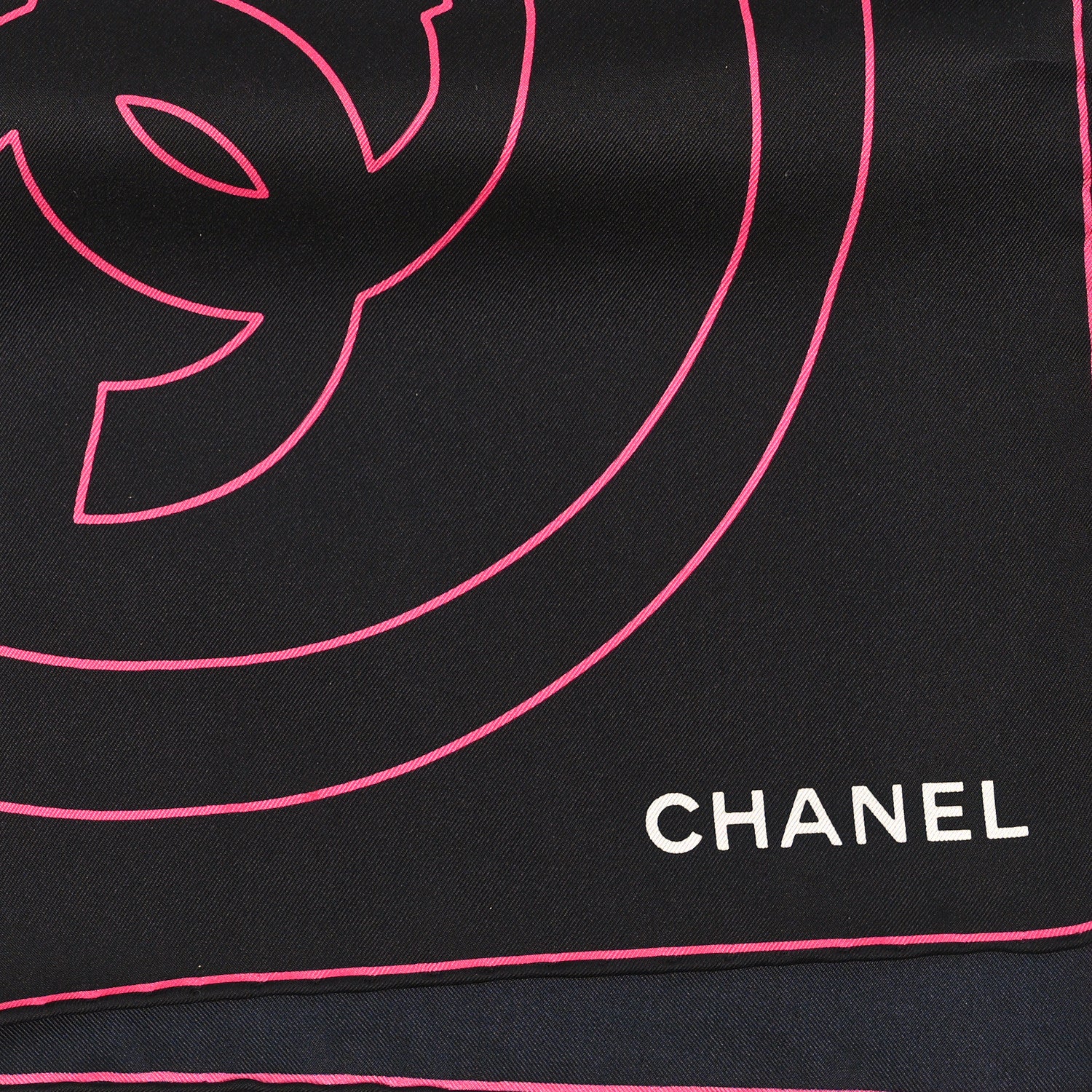 Chanel Silk CC Square Scarf Black Pink 2 of 3