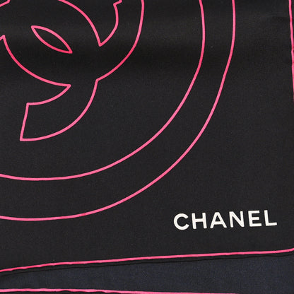 Chanel Silk CC Square Scarf Black Pink 2 of 3
