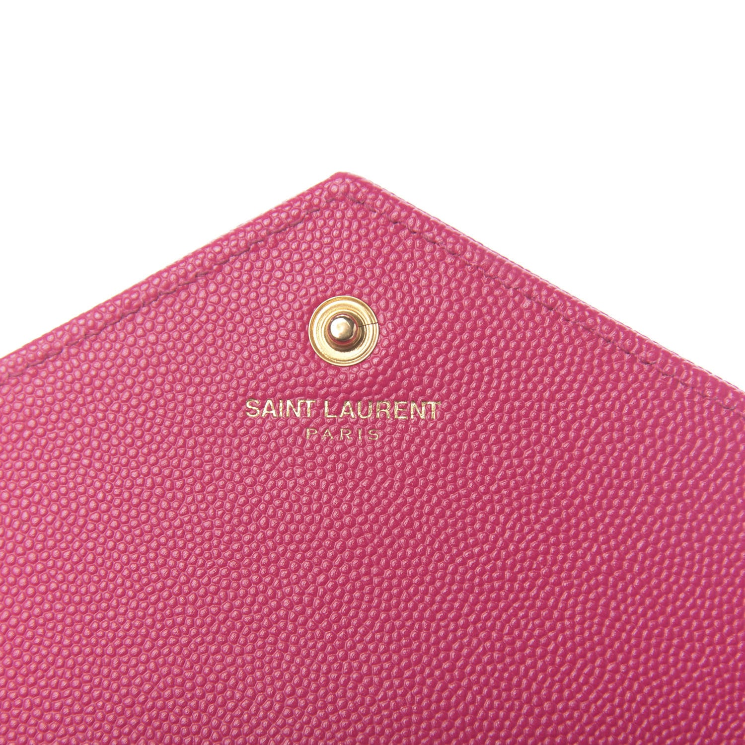 Saint Laurent Grain De Poudre Matelasse Chevron Monogram Chain Wallet Fuchsia 2 of 11