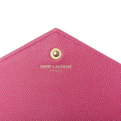 Saint Laurent Grain De Poudre Matelasse Chevron Monogram Chain Wallet Fuchsia 2 of 11