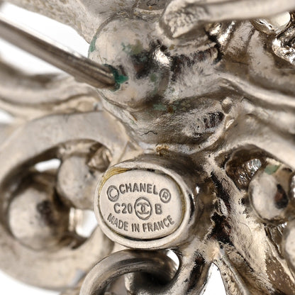 Chanel Crystal Pearl Bow CC Earrings Silver 4 of 5