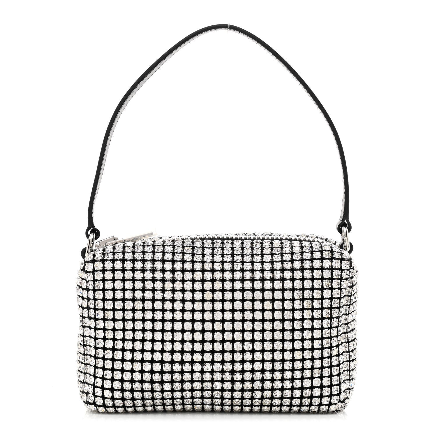 Alexander Wang Mesh Crystal Rhinestone Mini Heiress Pouch Black Silver 1 of 10