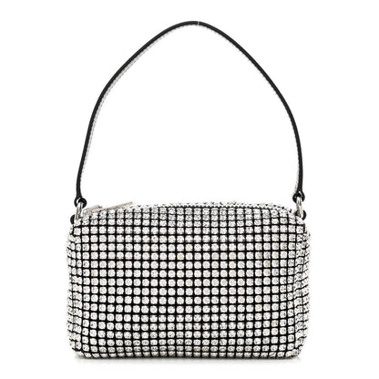 Alexander Wang Mesh Crystal Rhinestone Mini Heiress Pouch Black Silver 1 of 10