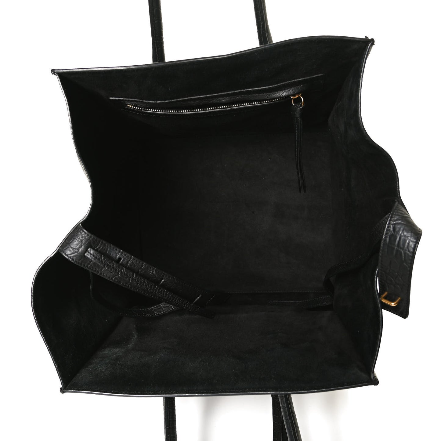 Calfskin Crocodile Embossed Medium Phantom Luggage Black