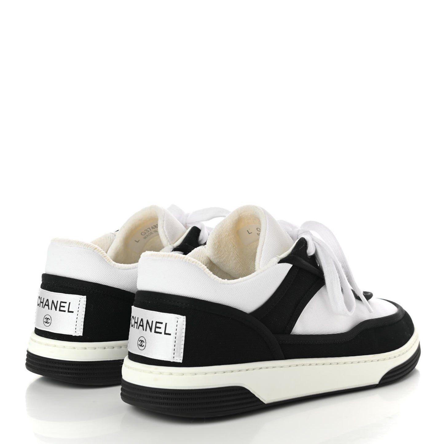 Fabric Womens Logo Sneakers 37 Black White