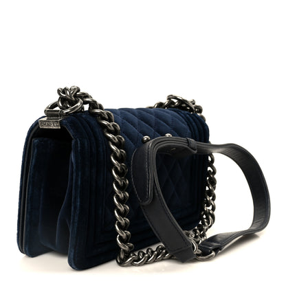 Chanel Velvet Quilted Small Boy Flap Blue 3 of 10