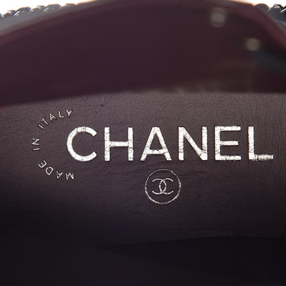 Chanel Crackled Calfskin Velvet Pearl Combat Short Boots 37.5 Black 7 of 9
