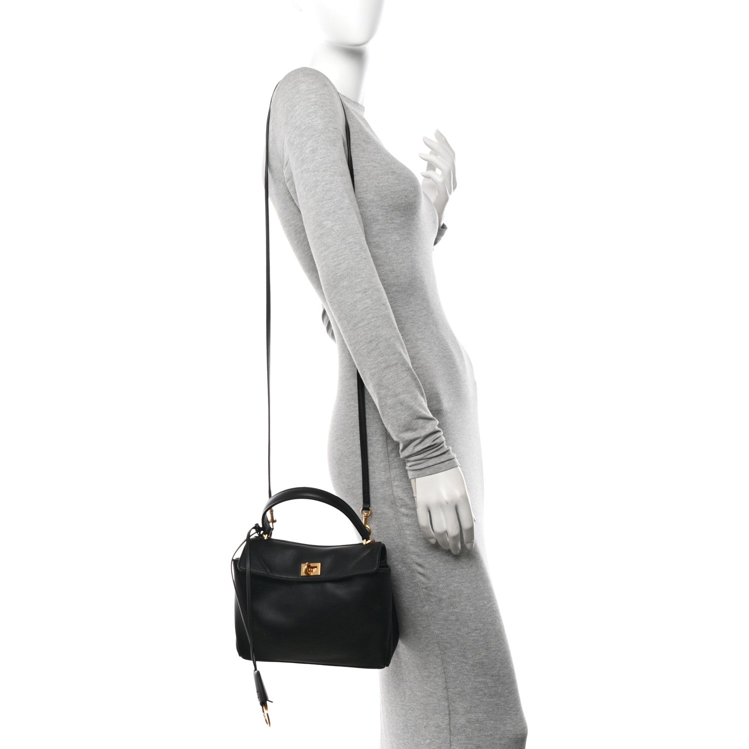 Balenciaga Natural Smooth Calfskin Mini Rodeo Top Handle Handbag Black 2 of 12