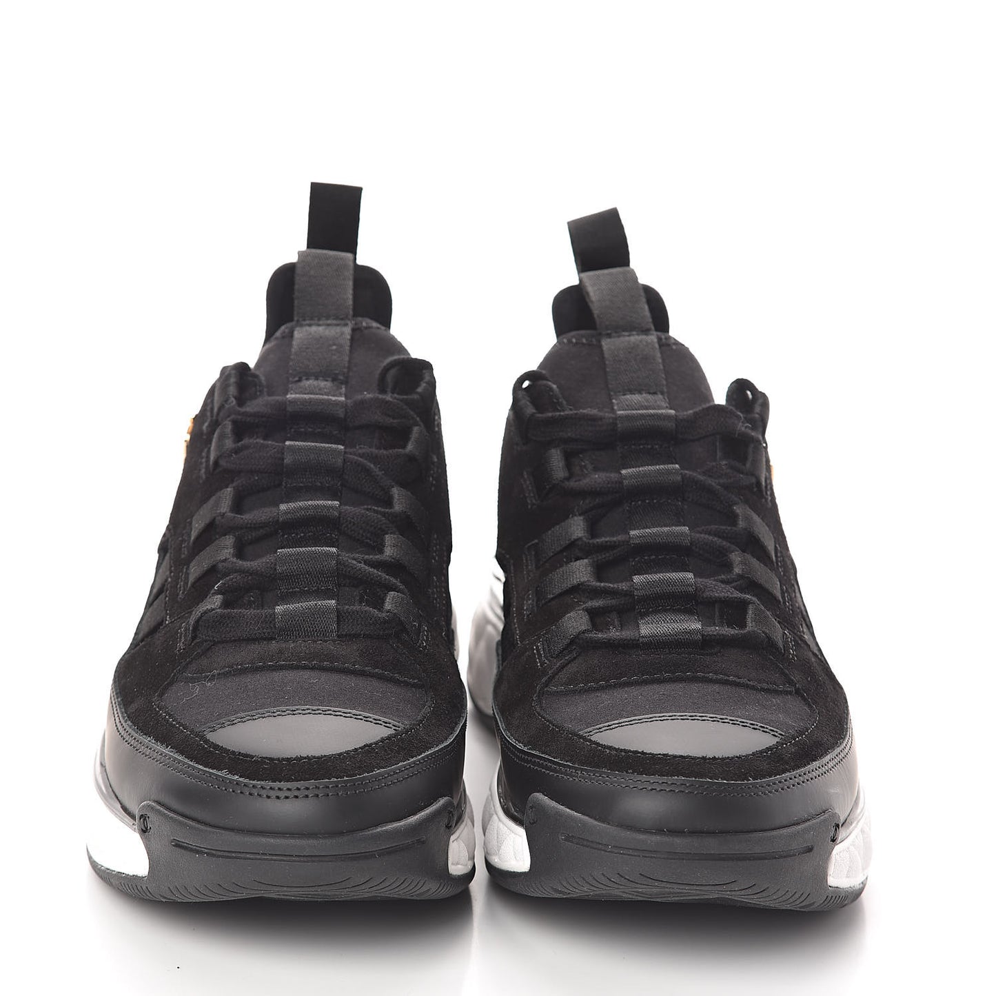 Fabric Calfskin Suede CC Sneakers 39 Black
