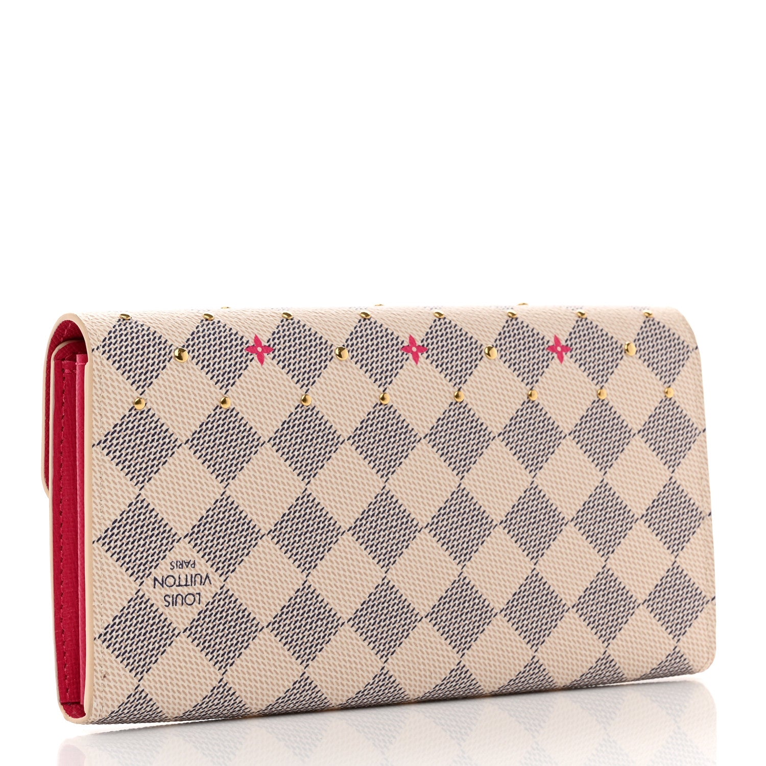 Louis Vuitton Damier Azur Studded Sarah Wallet NM Fuchsia 3 of 7