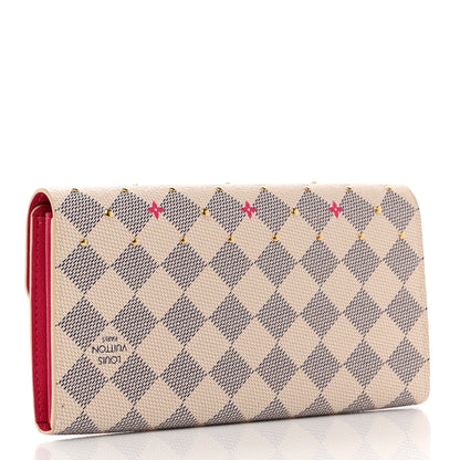 Louis Vuitton Damier Azur Studded Sarah Wallet NM Fuchsia 3 of 7