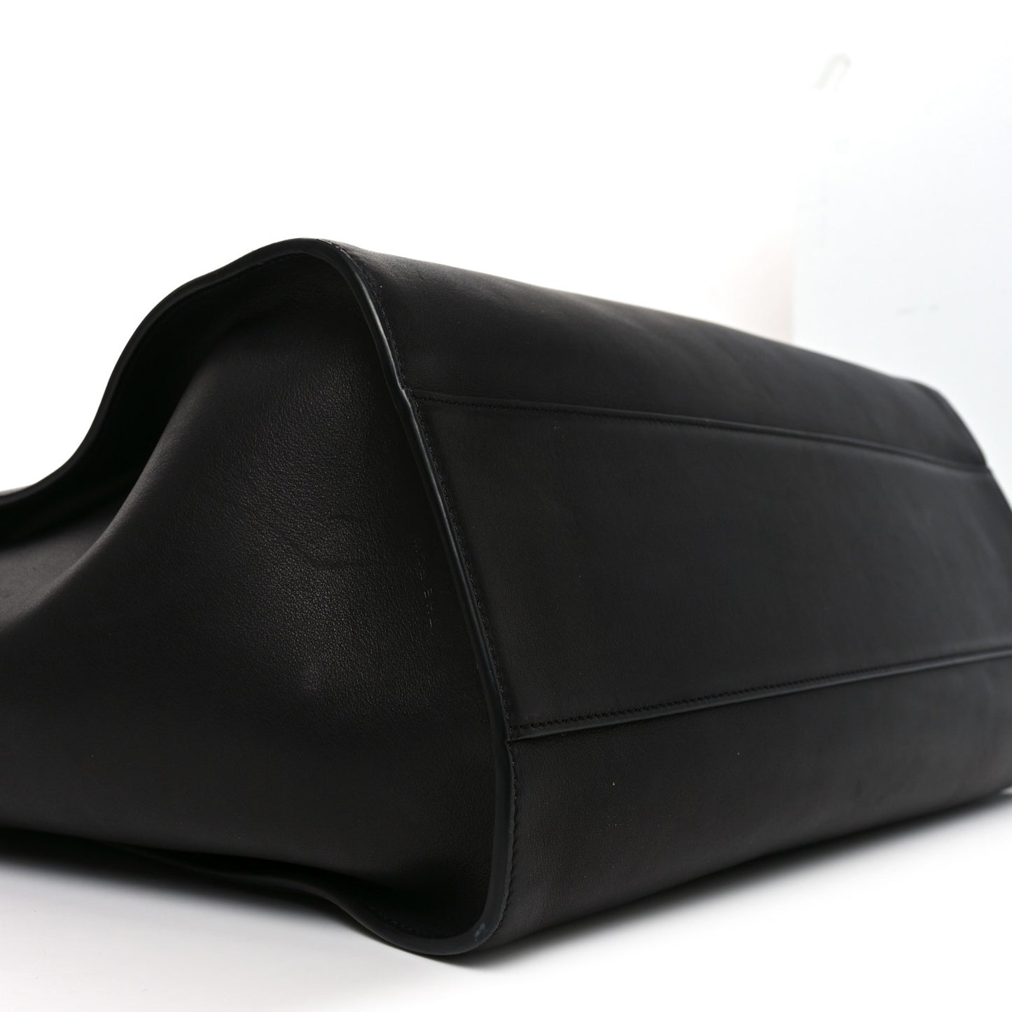 Polished Saddle Calfskin Marlo Tote Bag Black
