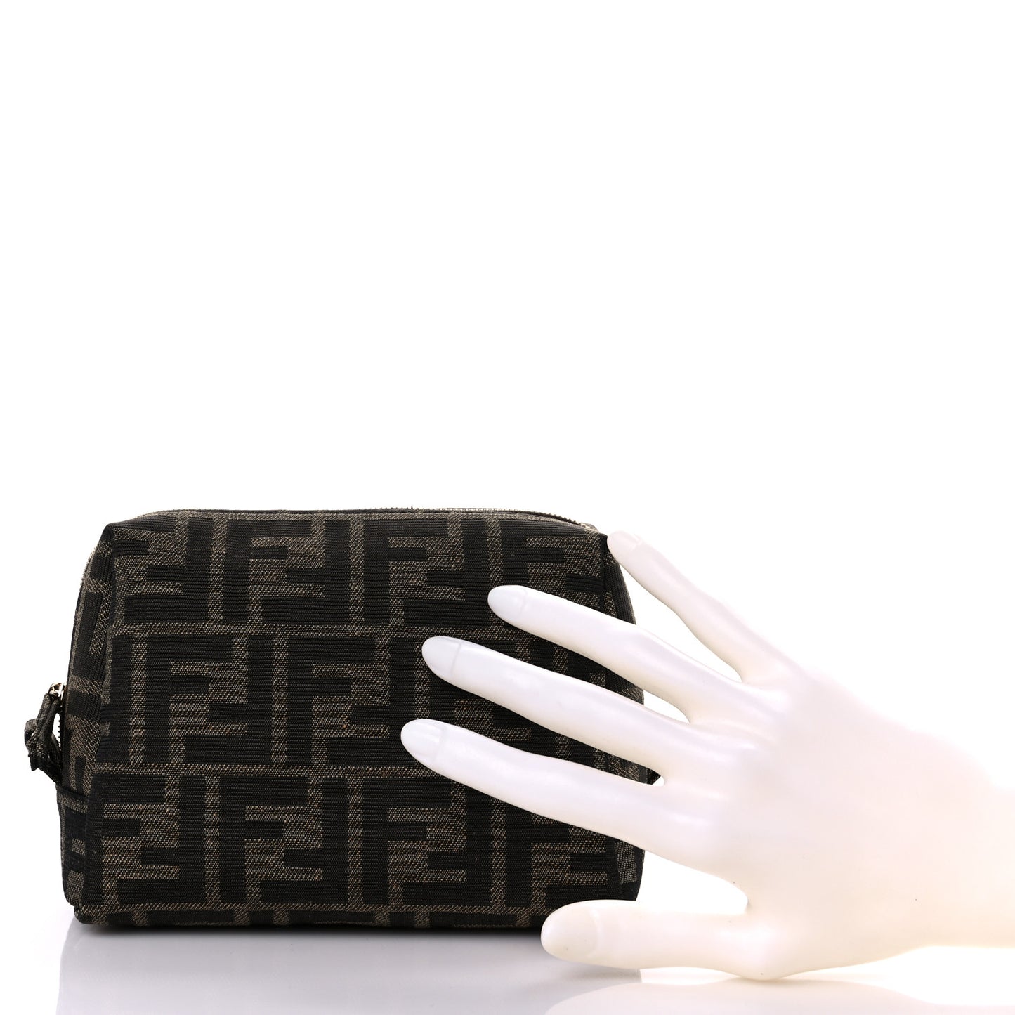 Fabric Jacquard FF 1974 Small Trapezoid Beauty Pouch Tobacco Moro Black