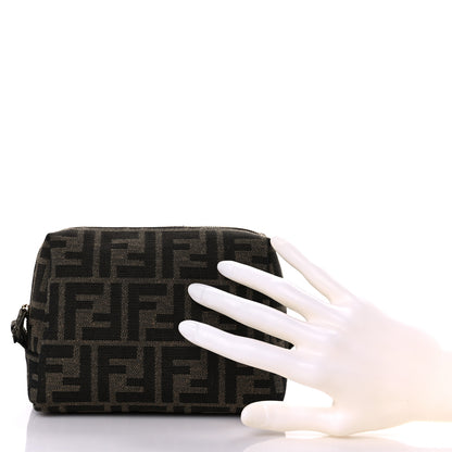 Fendi Fabric Jacquard FF 1974 Small Trapezoid Beauty Pouch Tobacco Moro Black 2 of 10