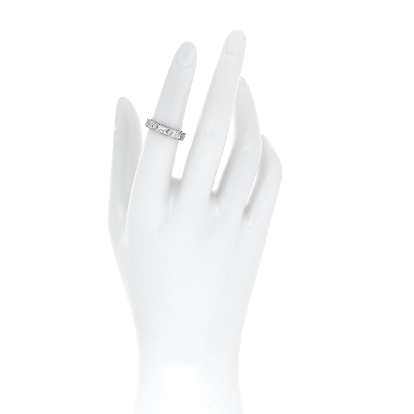 18K White Gold Diamond 4mm LOVE Wedding Paved Band Ring 52 6