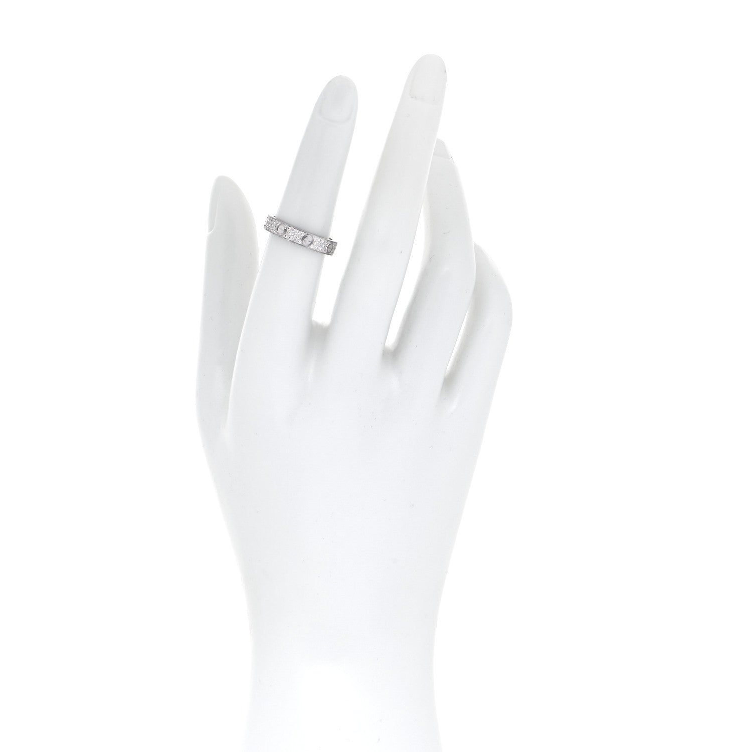 Cartier 18K White Gold Diamond 4mm LOVE Wedding Paved Band Ring 52 6 2 of 4