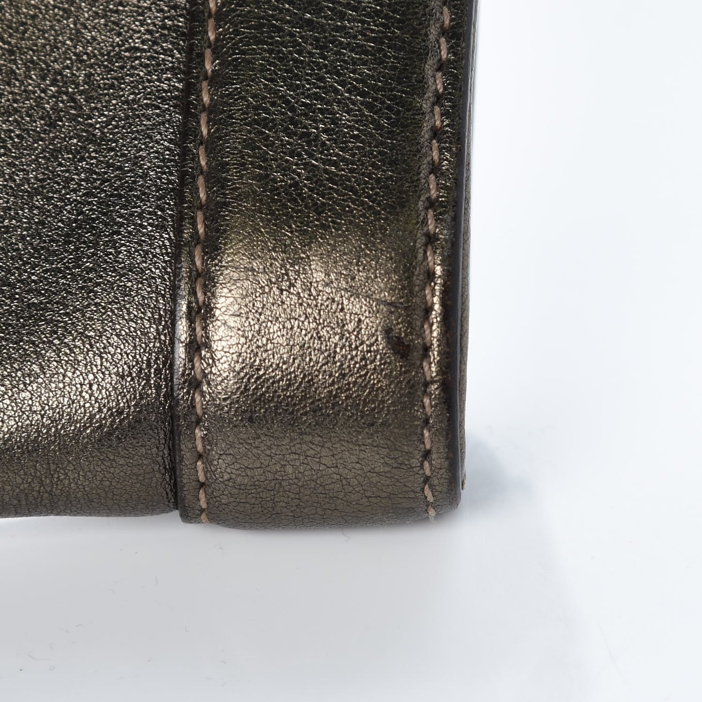 Metallic Calfskin Britt Clutch Pewter