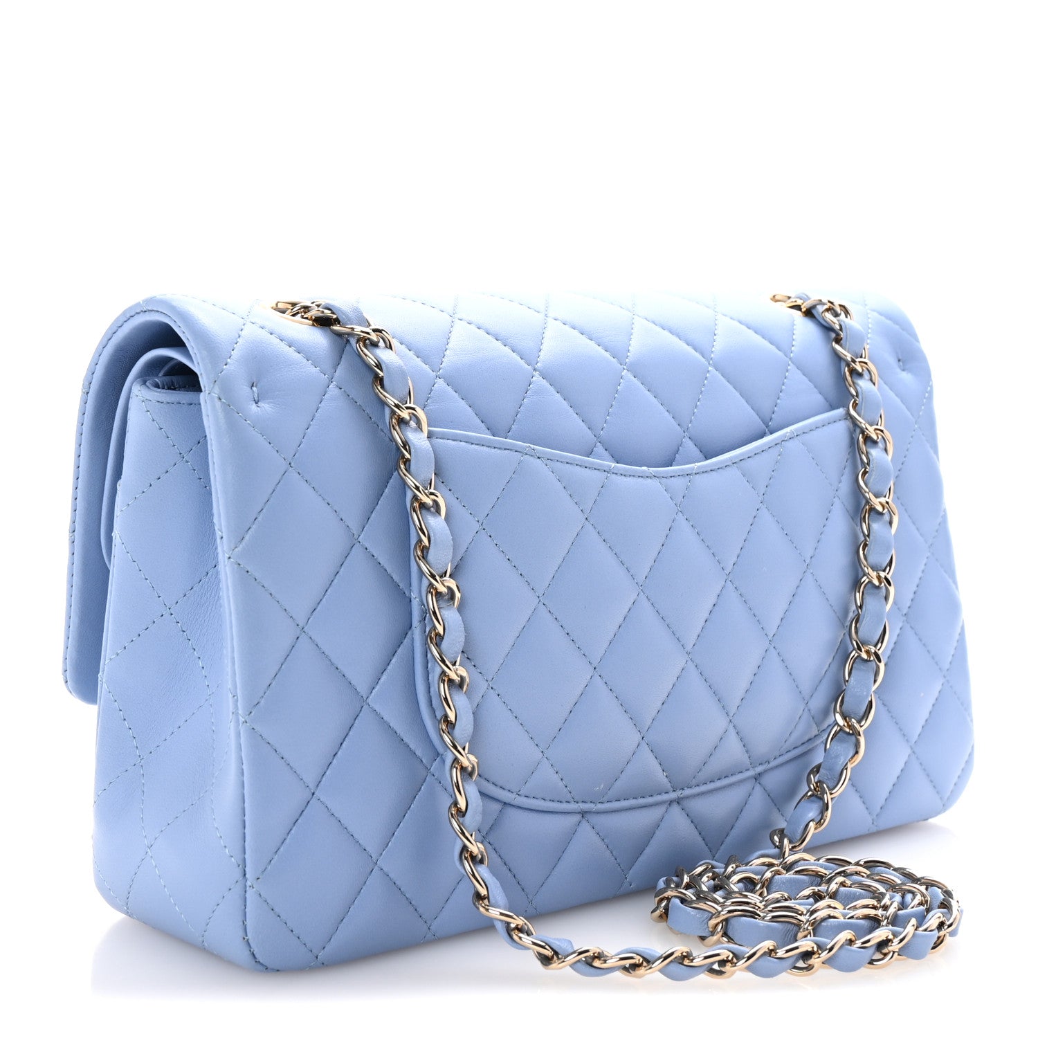 Chanel Lambskin Quilted Medium Double Flap Light Blue 3 of 10