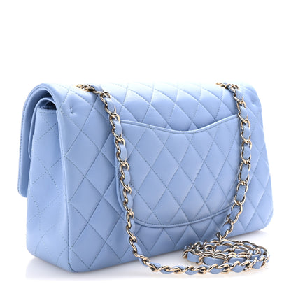 Chanel Lambskin Quilted Medium Double Flap Light Blue 3 of 10