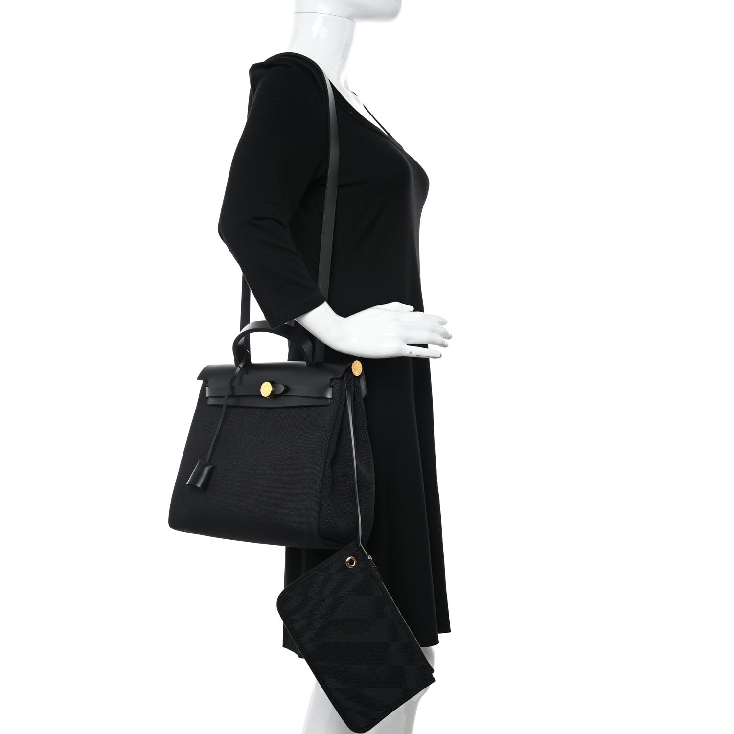 Hermes Military Toile Vache Hunter Herbag Zip PM 31 Black 2 of 13