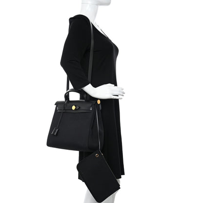 Hermes Military Toile Vache Hunter Herbag Zip PM 31 Black 2 of 13