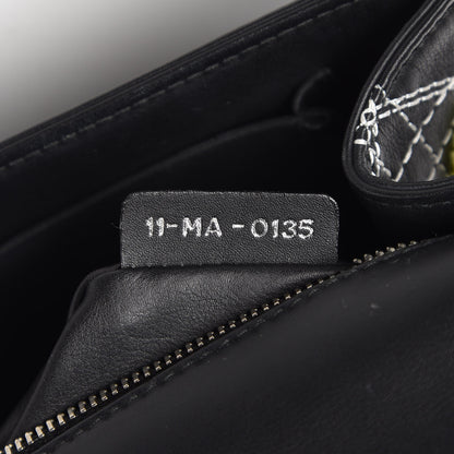 Christian Dior Calfskin Tufted Large Diorama Flap Bag Black Neon 7 of 9