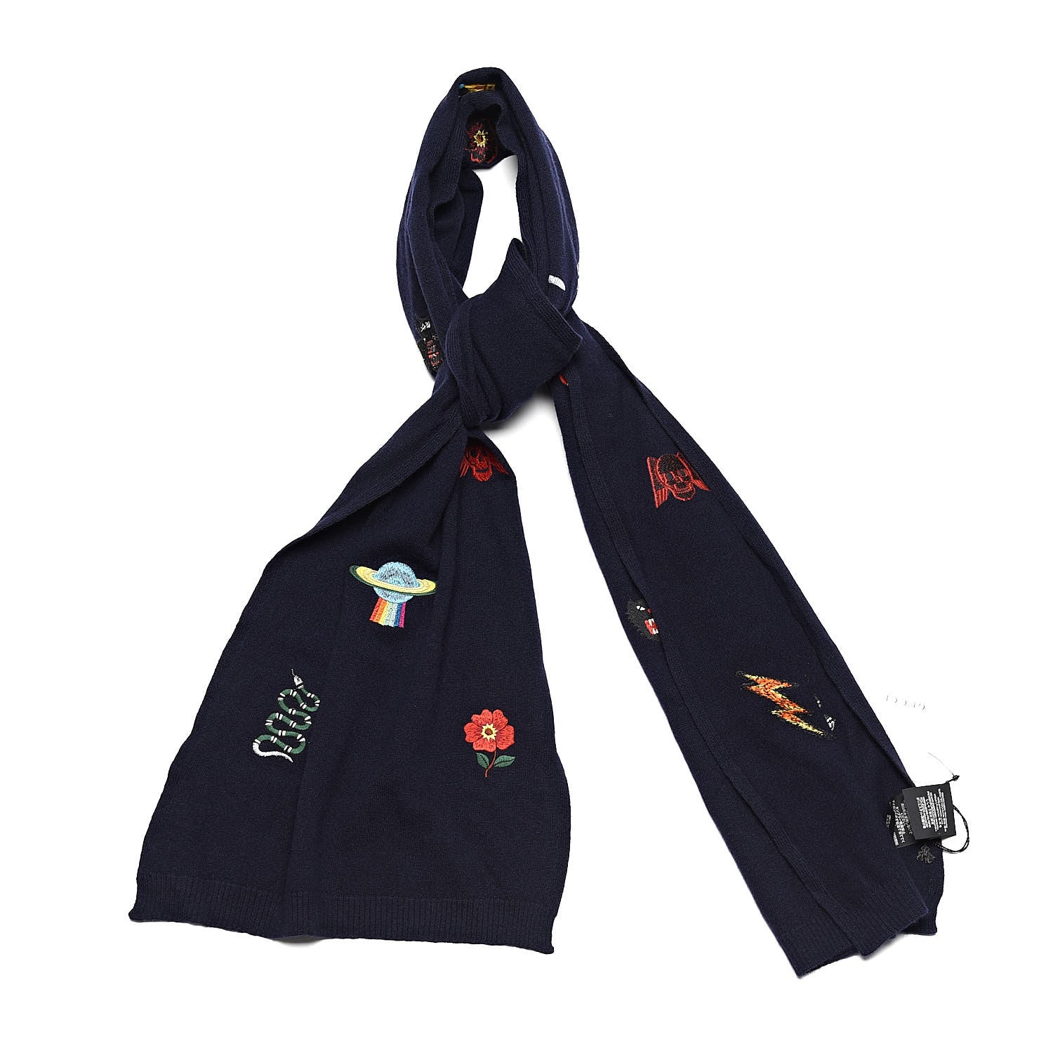 Gucci Wool Embroidered New Mix Scarf Midnight Blue 1 of 5