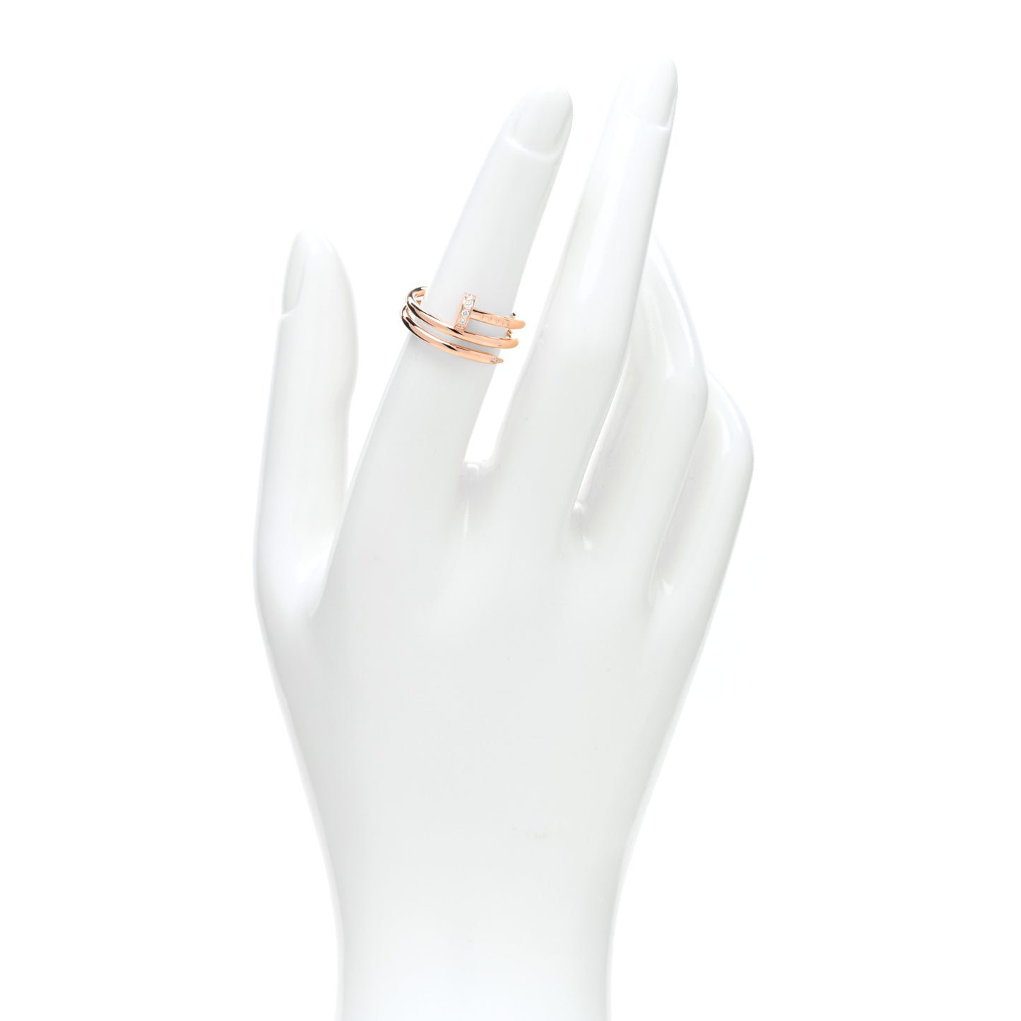 18K Pink Gold Diamond Double Juste Un Clou Ring 52 6