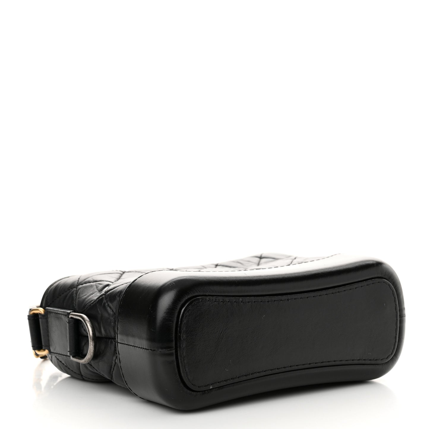 Aged Calfskin Quilted Small Gabrielle Hobo Black