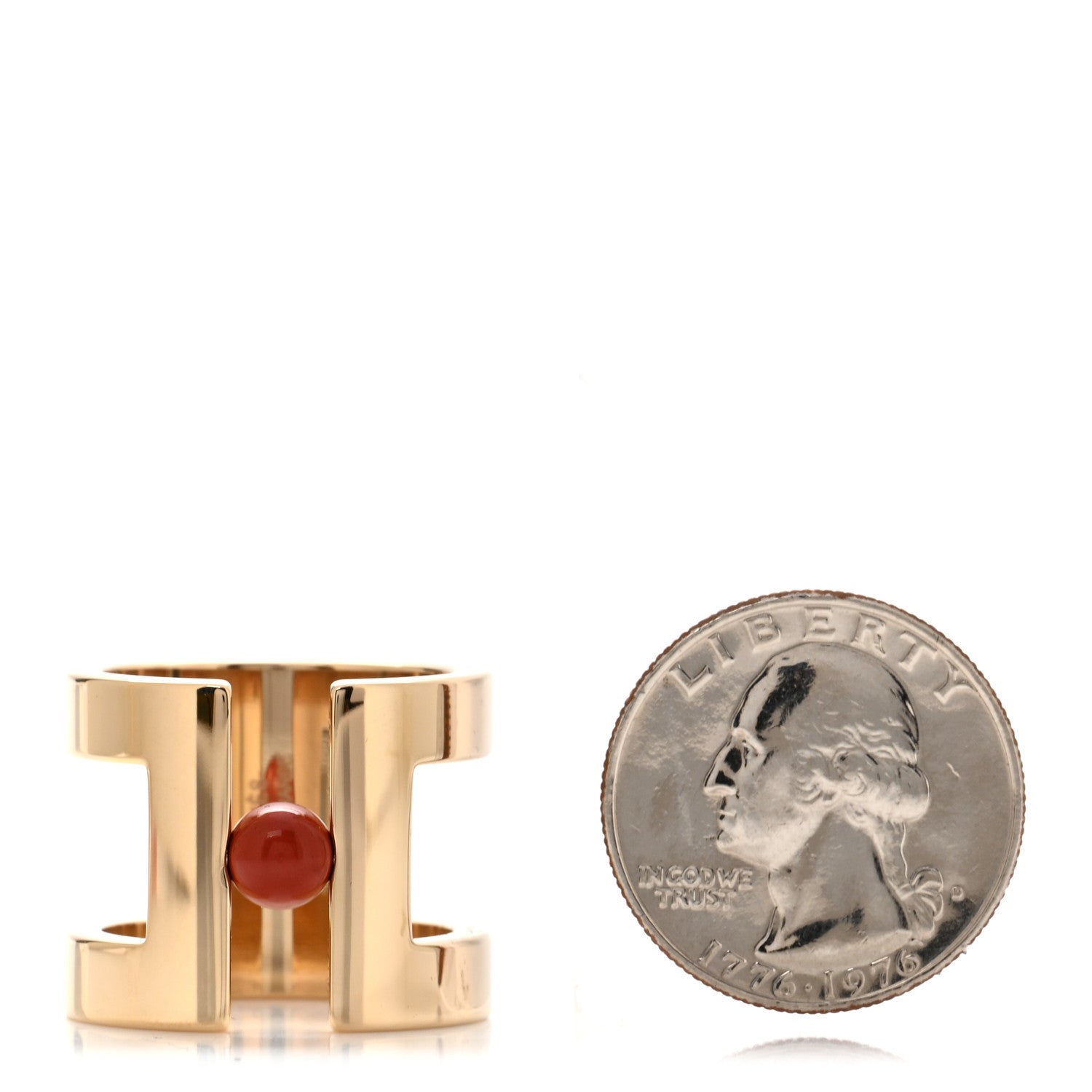 Hermes Permabrass H Perle Scarf Ring Rouge 2 of 5