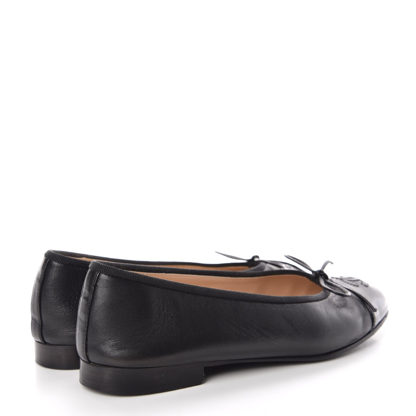 Lambskin Patent CC Cap Toe Ballerina Flats 36 Black