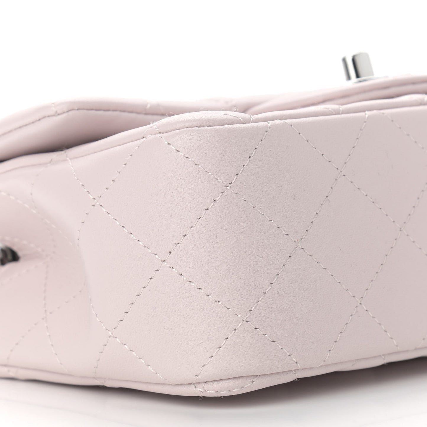 Lambskin Quilted Mini Rectangular Flap Light Purple