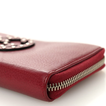 Gucci Pebbled Calfskin Studded Soho Zip Around Wallet Soft Burgundy 11 of 12
