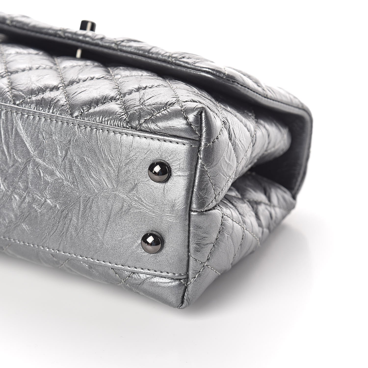 Chanel Metallic Aged Calfskin Quilted Mini Coco Handle Flap Charcoal 9 of 9