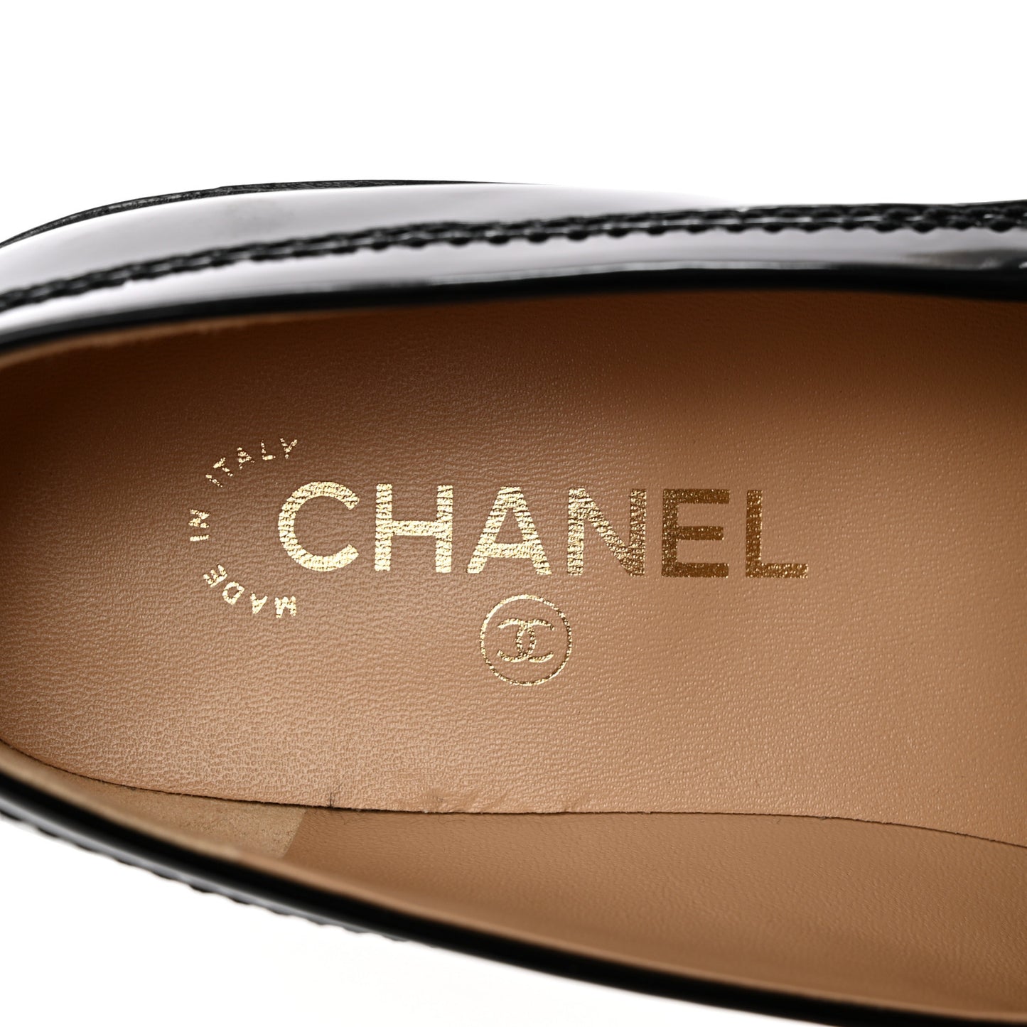 Shiny Calfskin Logo Loafers 39 Black