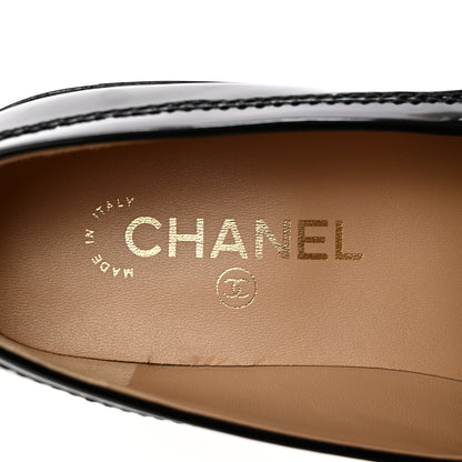 Chanel Shiny Calfskin Logo Loafers 39 Black 9 of 13