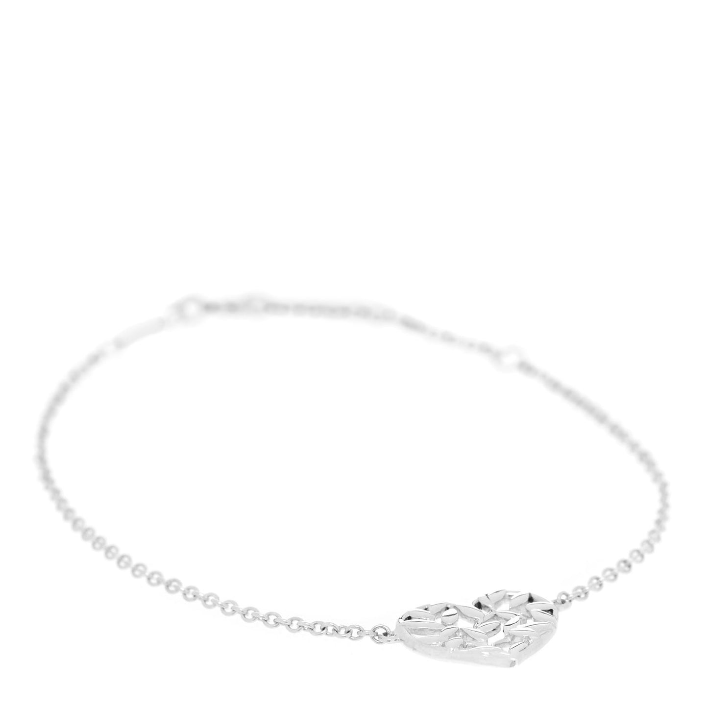 Sterling Silver Olive Leaf Heart Bracelet