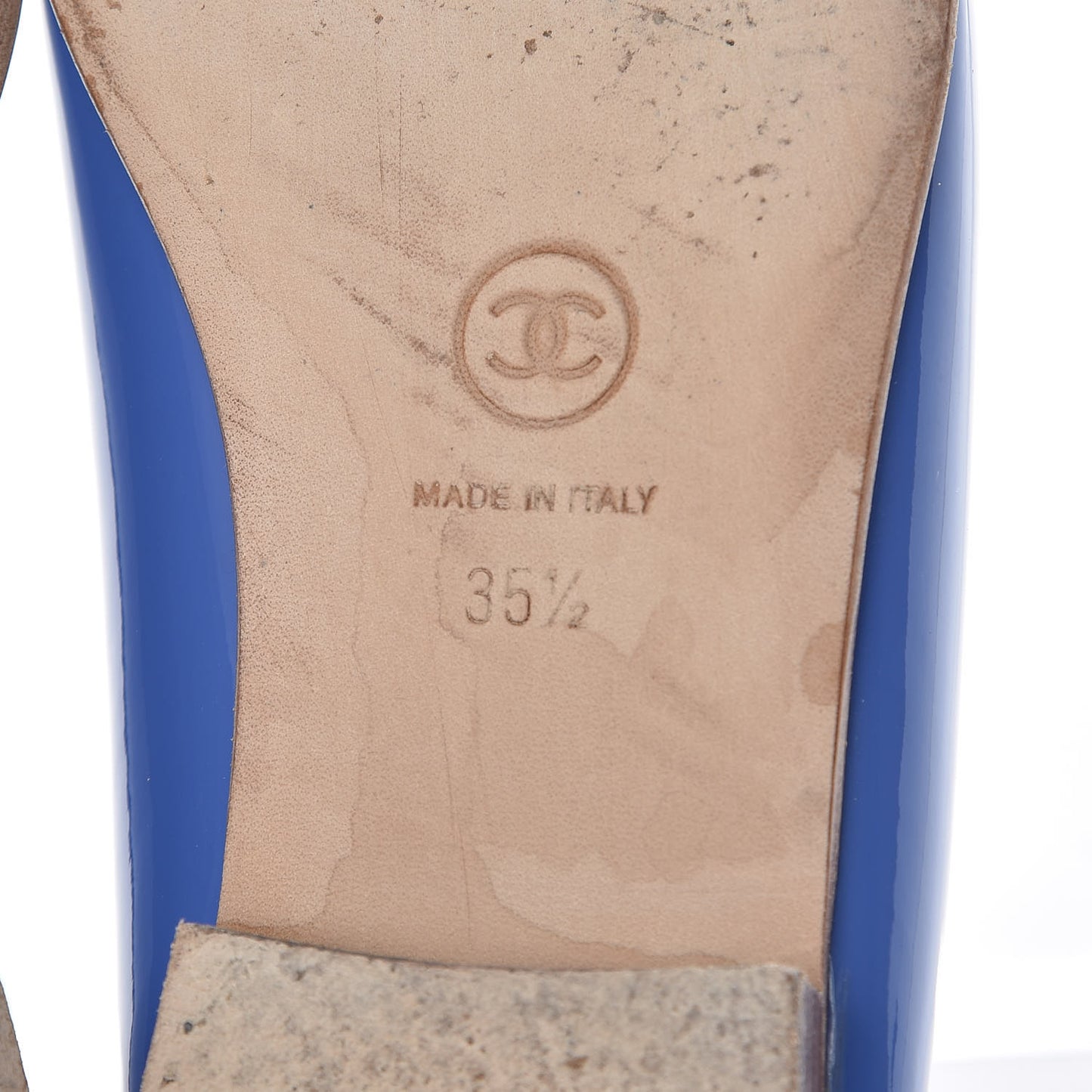 Calfskin Patent CC Cap Toe Ballerina Flats 35.5 Blue