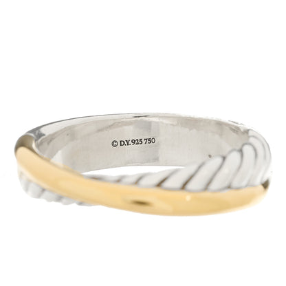 David Yurman Sterling Silver 18K Yellow Gold Narrow Crossover Ring 54 7 4 of 4