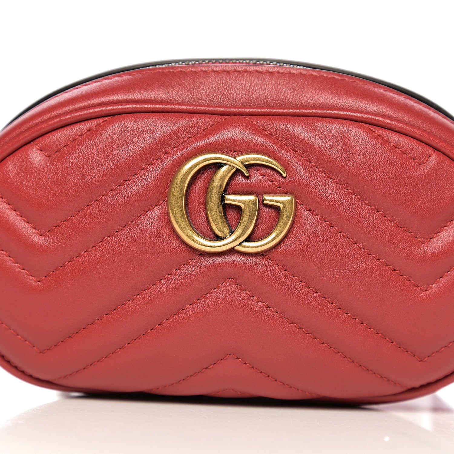Gucci Calfskin Matelasse GG Marmont Belt Bag 95 38 Hibiscus Red 9 of 9