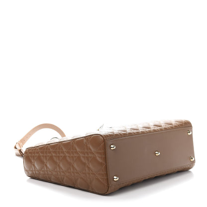 Christian Dior Lambskin Cannage Large Lady Dior Tan 4 of 15