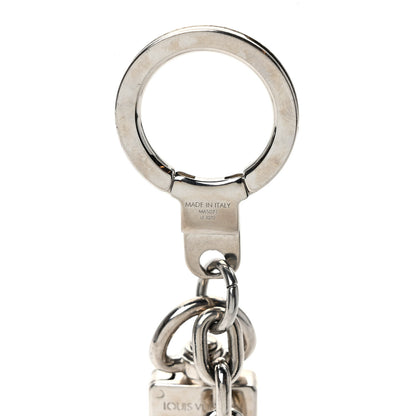 Louis Vuitton Metal Palladiium Finish LV Initiales Bag Charm Key Holder Silver 4 of 4
